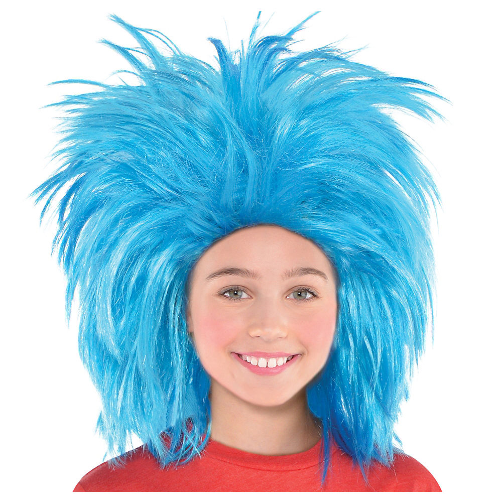 blue fright wig